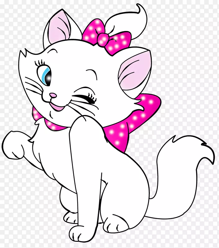 猫玛丽剪贴画-白色小猫卡通免费剪贴画