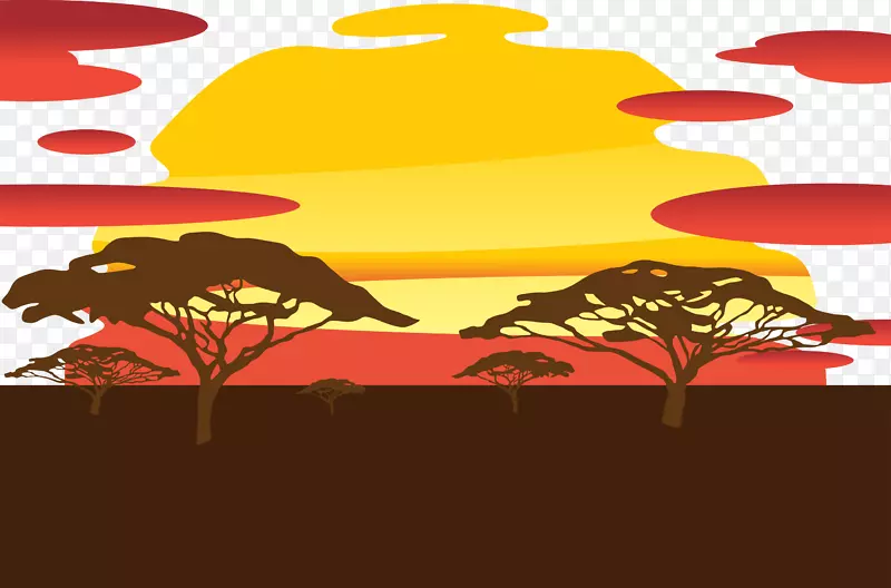日落剪影天空-非洲草原