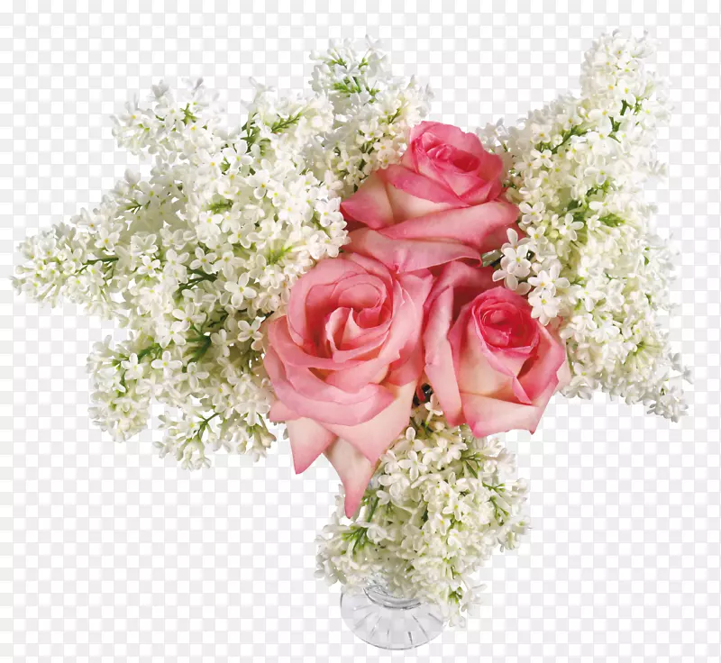花瓶花壁纸-玫瑰花瓶和白色紫丁香透明图片