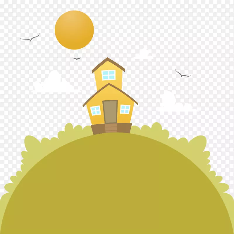 下载插图-卡通太阳和地球村