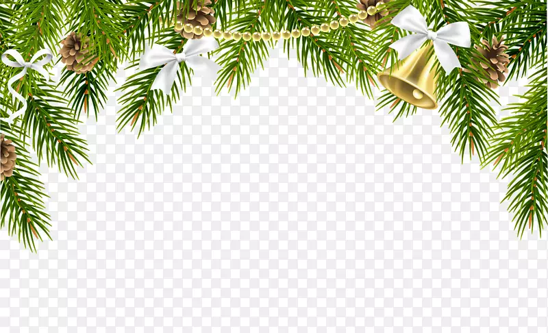 圣诞节装饰圣诞装饰品剪贴画-带有装饰物的圣诞松树装饰