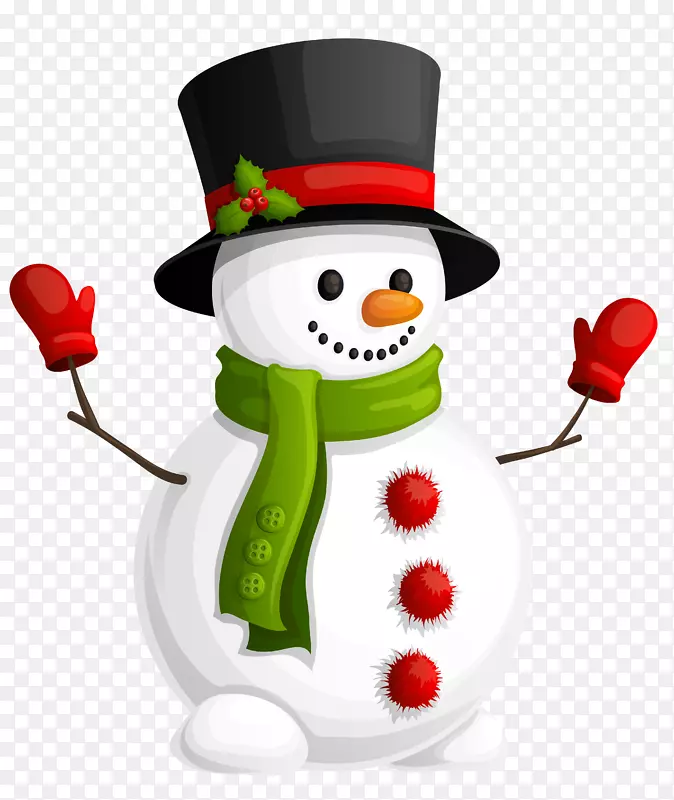 雪人圣诞装饰品-透明雪人带绿色围巾悬崖