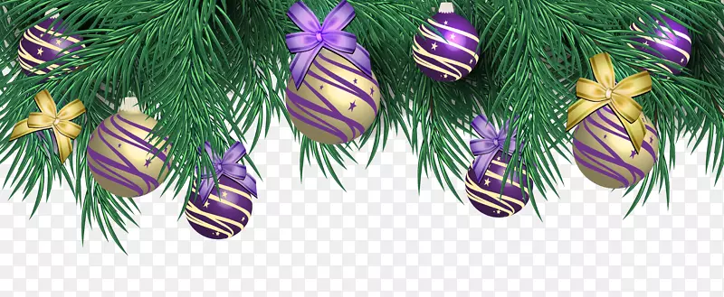 圣诞节装饰紫色剪贴画.带紫色球的透明圣诞松树装饰