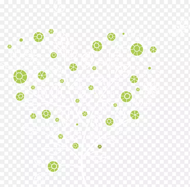线点角绿色花型和心形图案