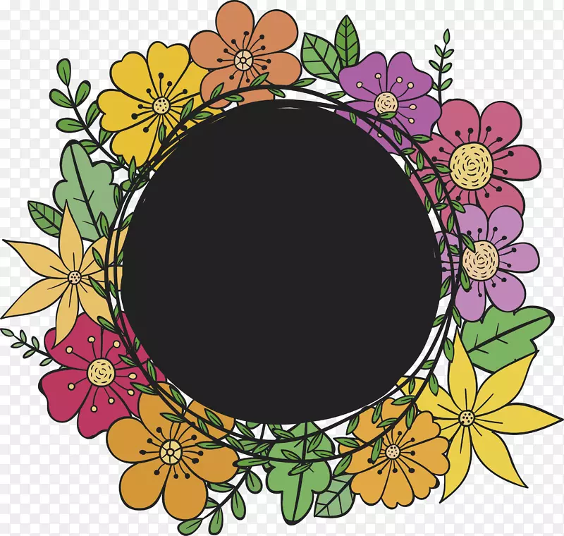 花卉花卉设计图下载手绘彩色花卉标题栏