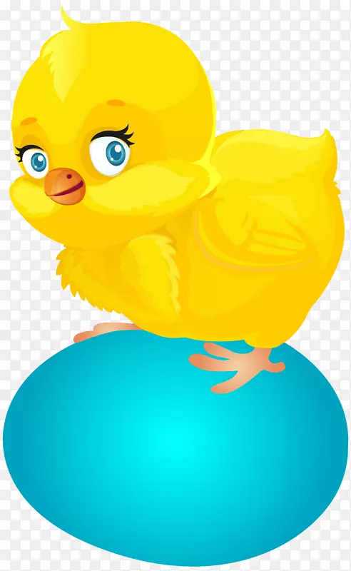 蓝色复活节彩蛋及鸡PNG剪贴画