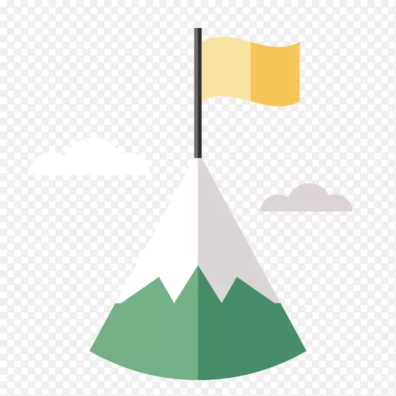 三角形绿色图案-山丘和旗帜