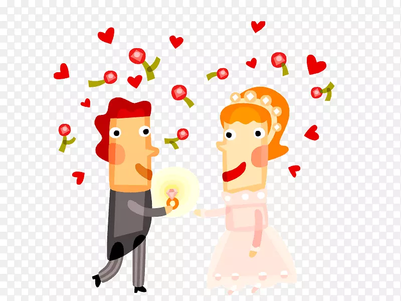 结婚纪念日求婚-结婚卡通载体材料