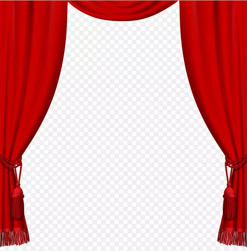剧院窗帘和舞台窗帘.带流苏的透明红色窗帘