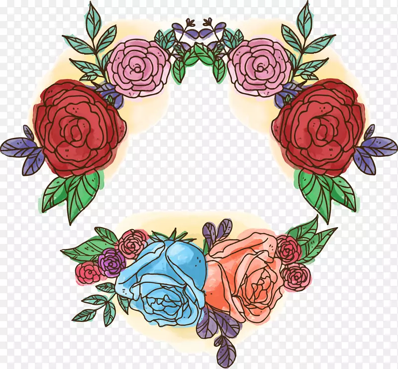 罗莎多花婚礼邀请函海滩玫瑰花手绘红玫瑰花标志