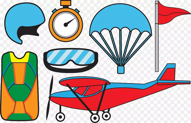 飞机头盔降落伞夹艺术.飞机眼镜，安全帽，红旗用品