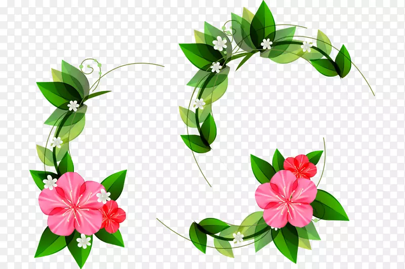 花卉设计花叶新年礼物卡通彩绘叶花装饰