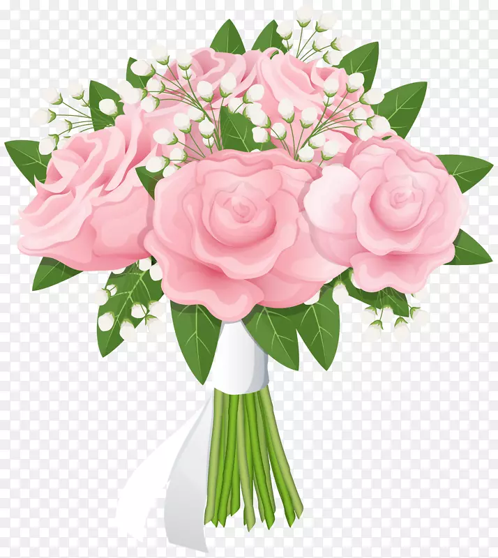花束玫瑰粉红色-玫瑰花束免费PNG剪贴画图像