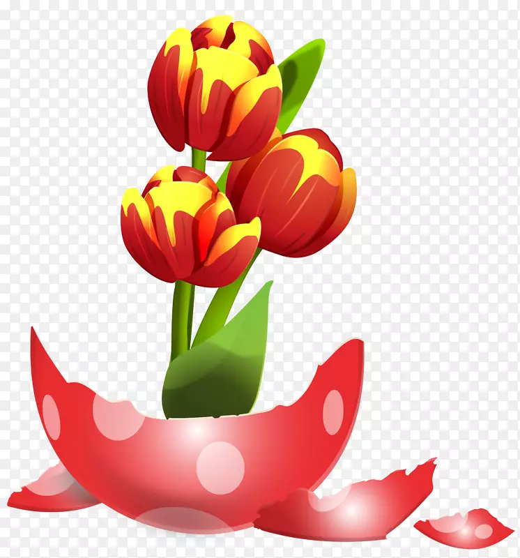 红色复活节彩蛋剪贴画-复活节彩蛋花瓶PNG剪贴画图片