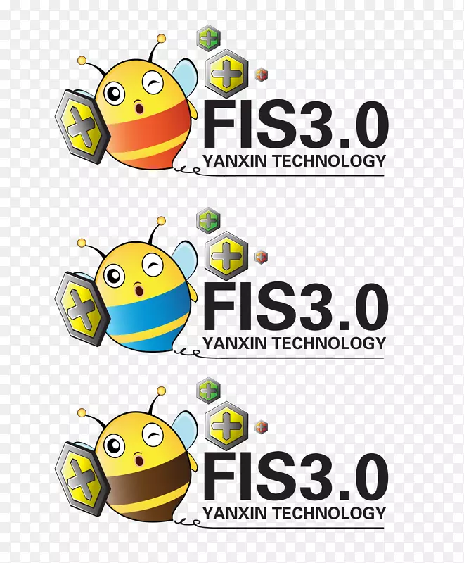 蜜蜂标志动画符号-各自的颜色标志