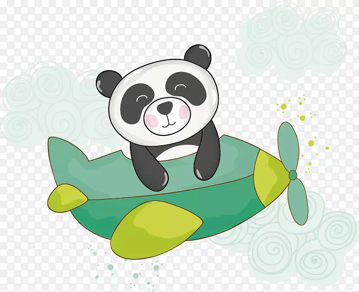 大熊猫熊飞机夹艺术创意卡通熊猫