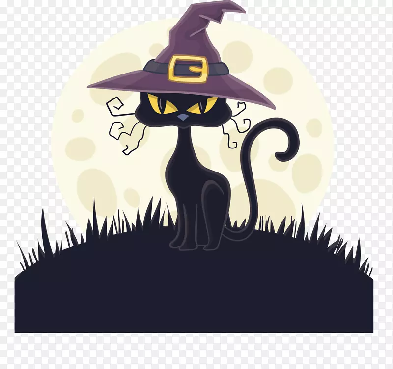 猫科女巫帽-戴巫婆帽的黑猫