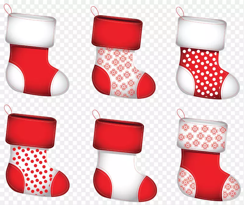 圣诞袜夹艺术-透明圣诞挂件收藏PNG剪贴画