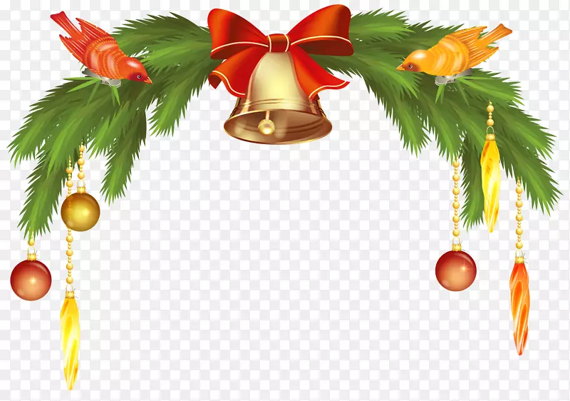 铃铛剪贴画.带松枝的圣诞铃铛