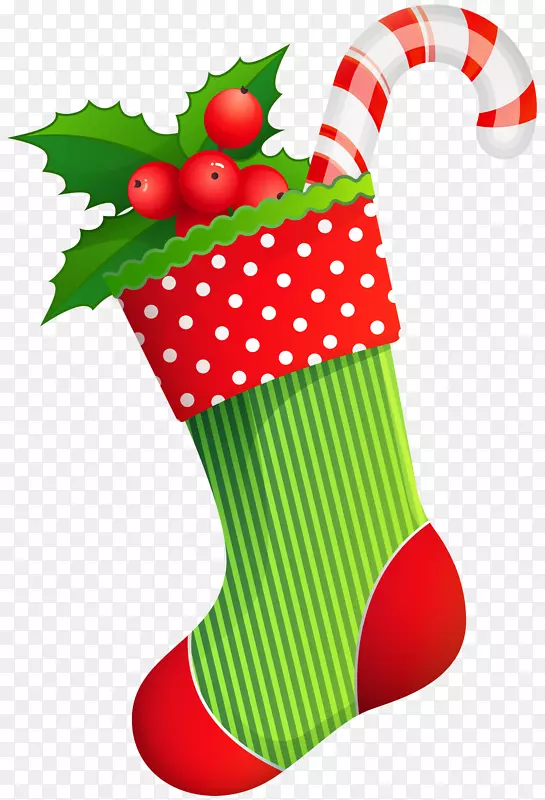 圣诞长袜圣诞老人剪贴画-圣诞假期长袜透明PNG剪贴画