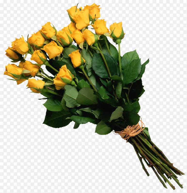 花束剪贴画-黄色玫瑰花束PNG图片