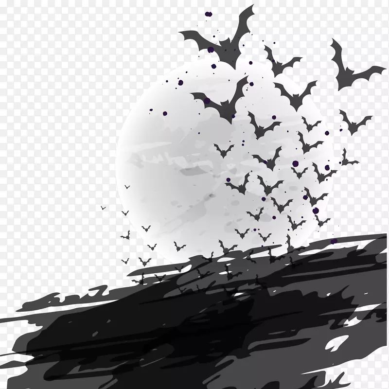 蝙蝠万圣节飞行插图-万圣节元素