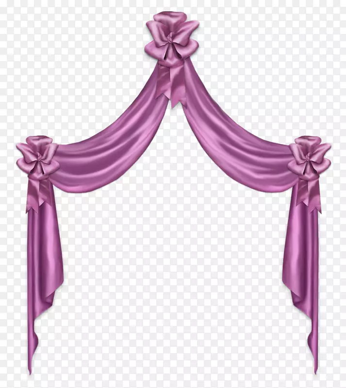 窗帘剪贴画-粉红色装饰窗帘PNG剪贴画