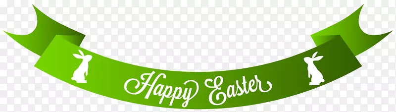 复活节兔子红色彩蛋剪贴画-绿色快乐复活节横幅PNG剪贴画图片