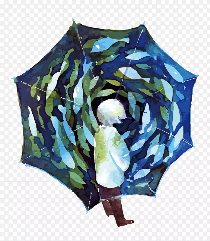 水彩画画图Pixiv插图.伞和少年