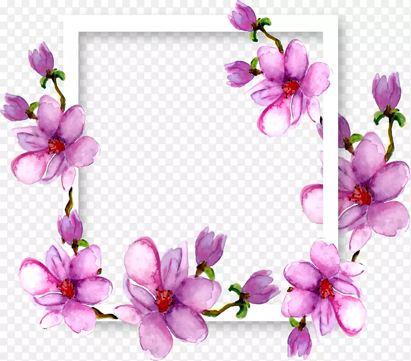女子下载壁纸-紫色水彩画玉兰花