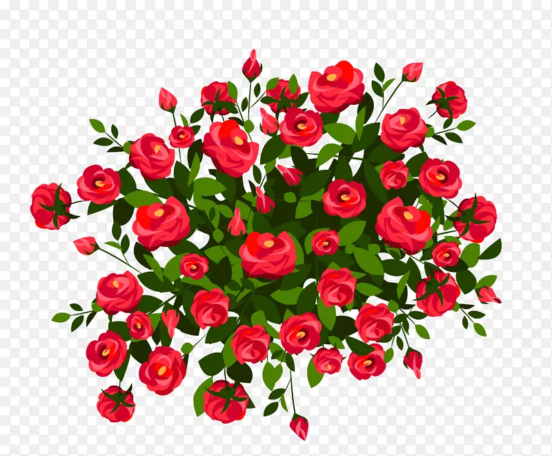 玫瑰灌木粉红剪贴画-红玫瑰灌木丛