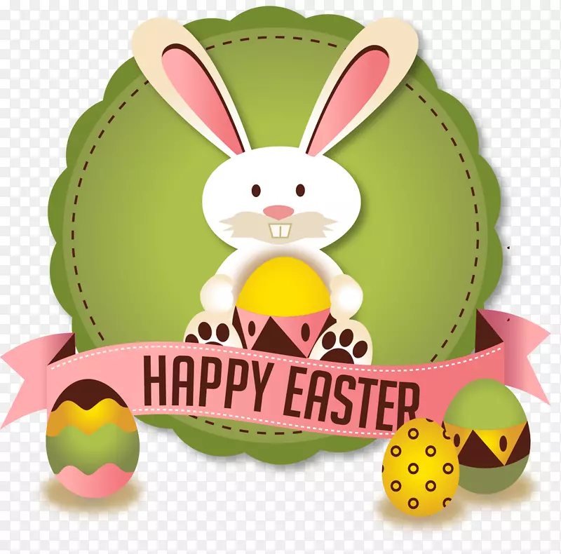 复活节兔子彩蛋贺卡-复活节兔子徽章
