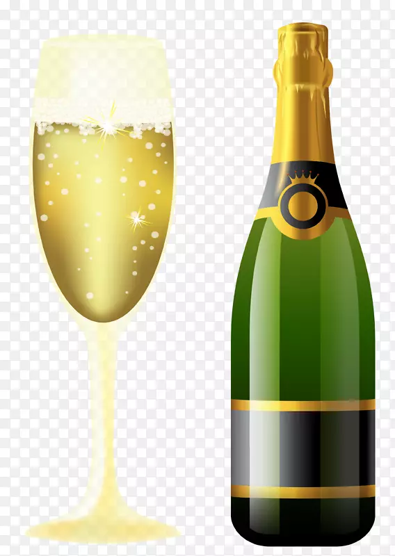 香槟起泡酒玫瑰é剪辑艺术-新年起泡酒和玻璃杯