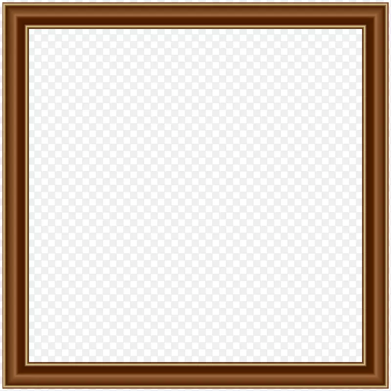方形画框区域棋盘游戏图案-棕色金色边框透明png图像