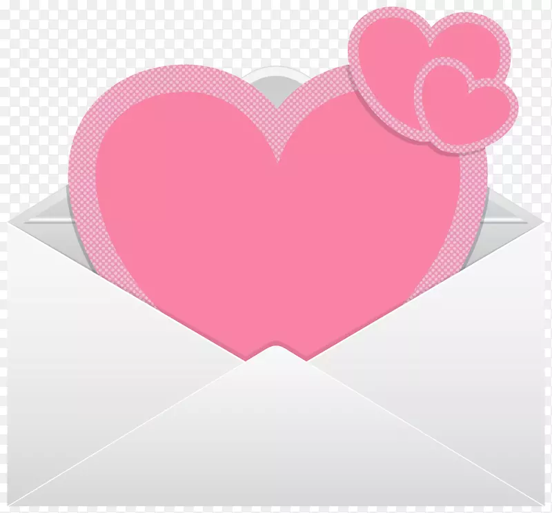 红心粉红情人节字体-粉色心信封透明PNG剪贴画图像