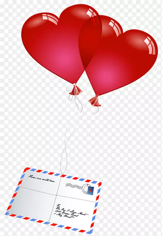 情人节-情人节信件配心气球PNG图片