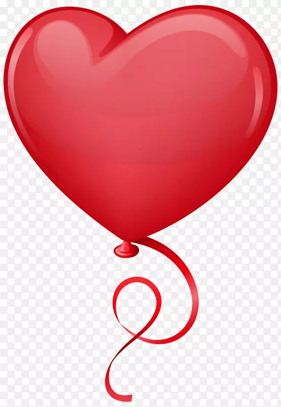 心脏气球剪贴画-红色心脏气球夹艺术PNG图像