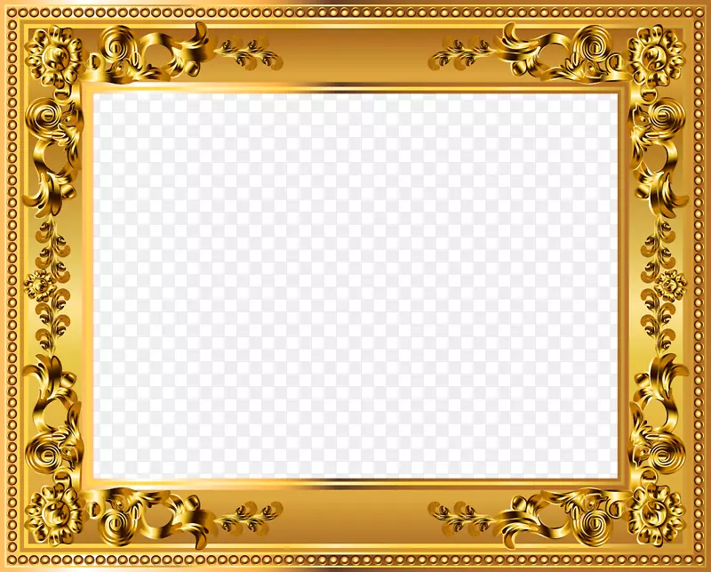 画框黄金剪贴画.金色装饰边框透明png图像