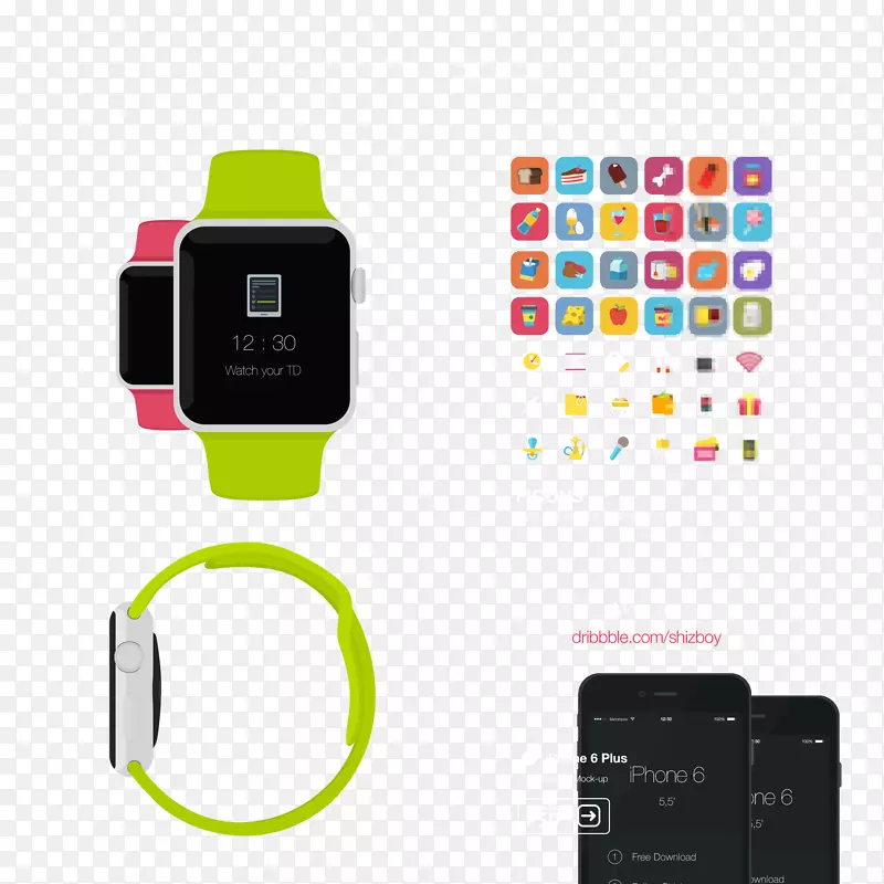 Apple Watch用户界面图标-Apple Watch iphoneplusui