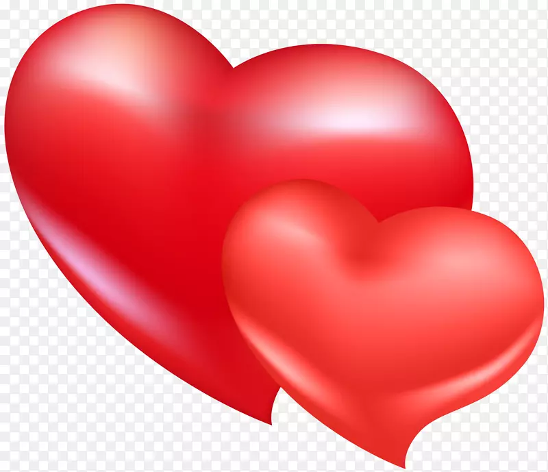 心红情人节彩色表情-两颗红心PNG剪贴画形象