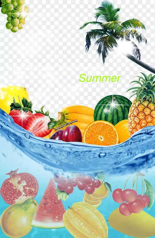 果汁柚子柠檬海报-夏日水果海报