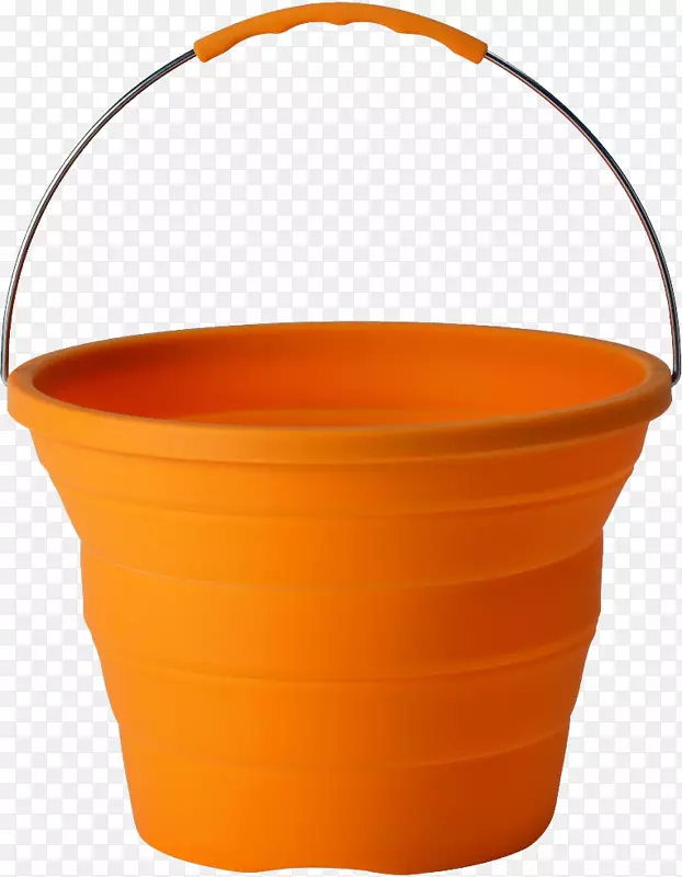 花盆塑料橙色设计-水桶PNG图像免费下载