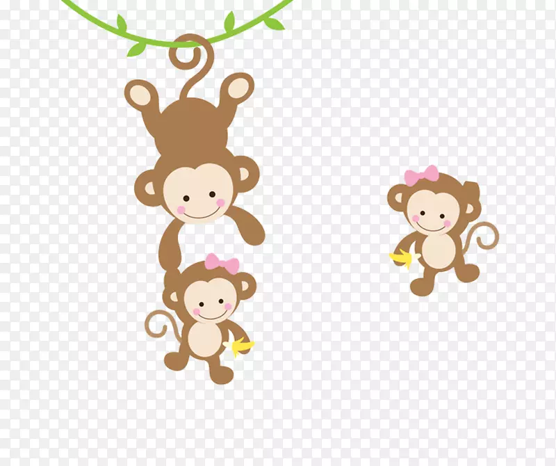 考拉幼崽妈妈大熊猫夹艺术-小猴子爬树香蕉