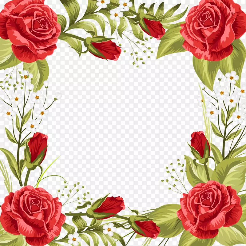 婚礼请柬海滩玫瑰花园玫瑰花红玫瑰