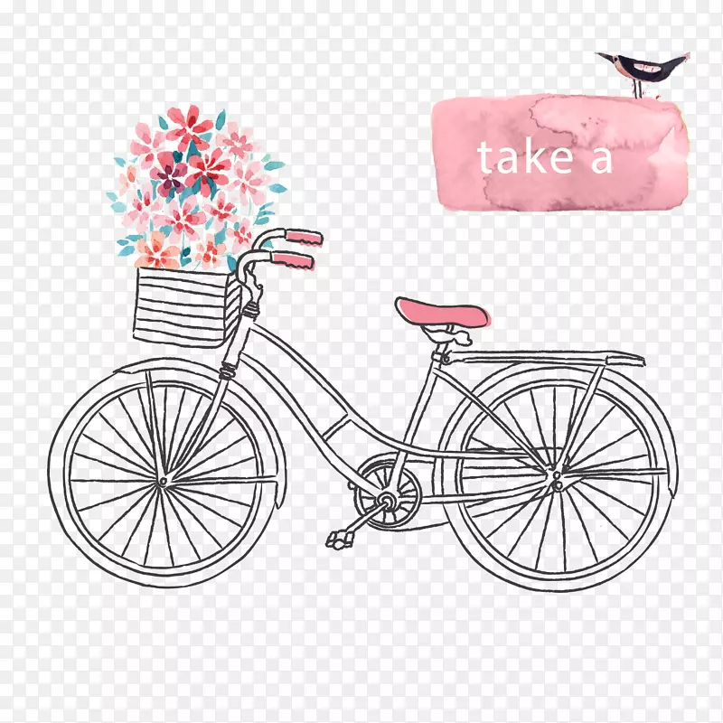 自行车插图-新鲜背景漆自行车
