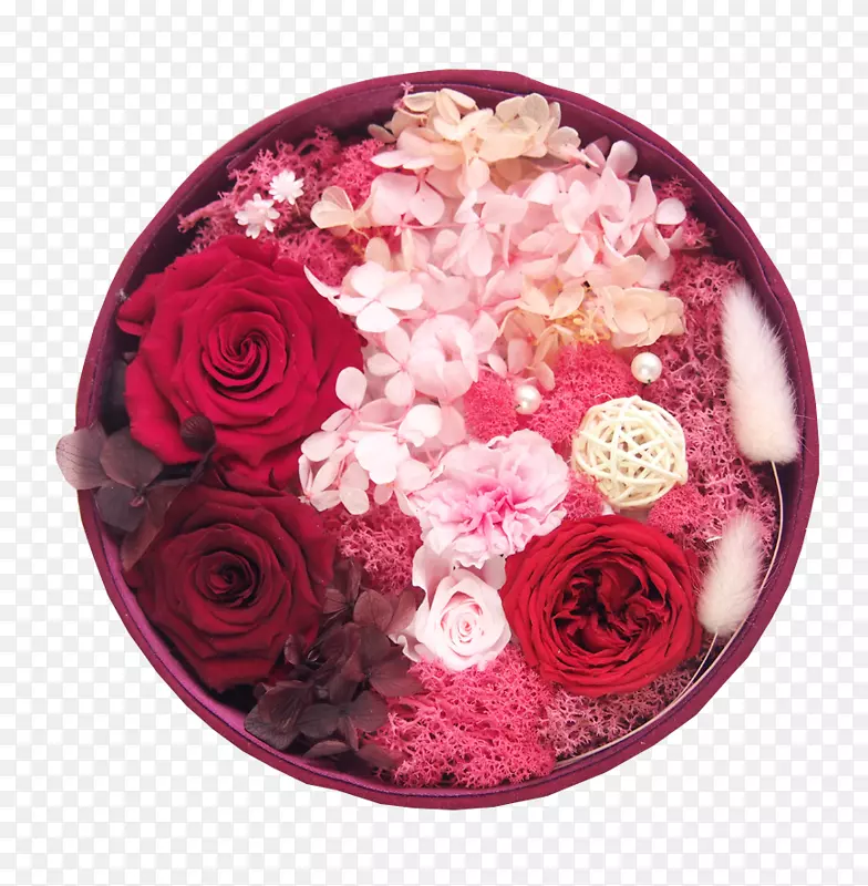 花卉保藏盒礼物-装饰有鲜花的礼品盒