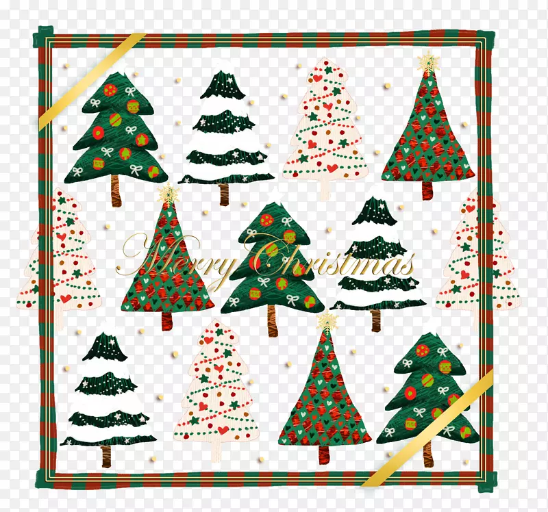 圣诞树，圣诞装饰品.各种圣诞树和边框