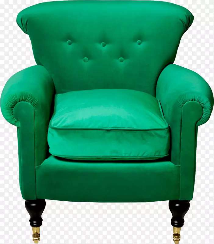 椅子家具剪贴画-绿色扶手椅PNG形象