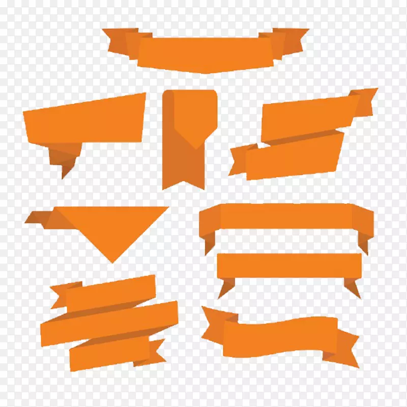 橙色色带-橙色多边形折叠ppt装饰