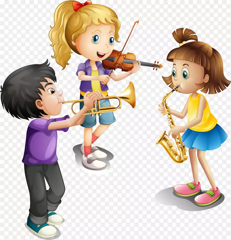 乐器小提琴插图.彩绘儿童演奏